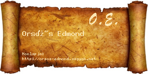 Orsós Edmond névjegykártya
